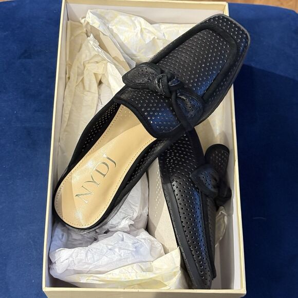 NYDJ Women's Tillie Loafer Flat Mule Black Leather Size 5.5 - Picture 2 of 11